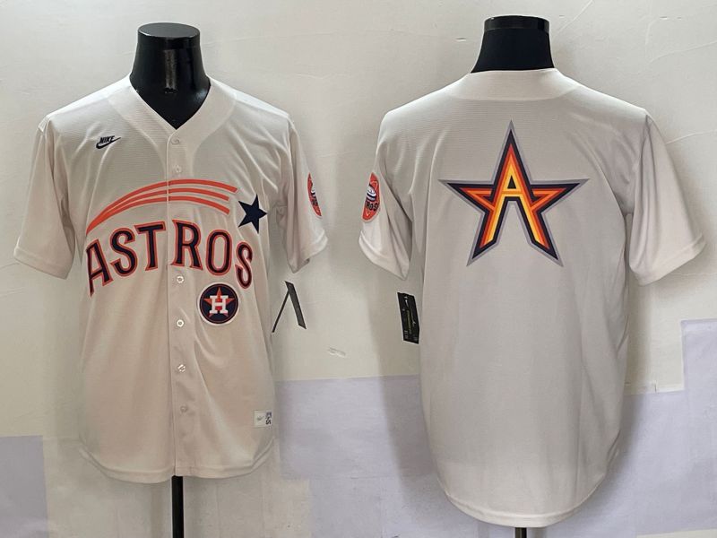 Men Houston Astros Blank Cream Five generations Joint Name 2025 Nike MLB Jersey style 10->philadelphia eagles->NFL Jersey